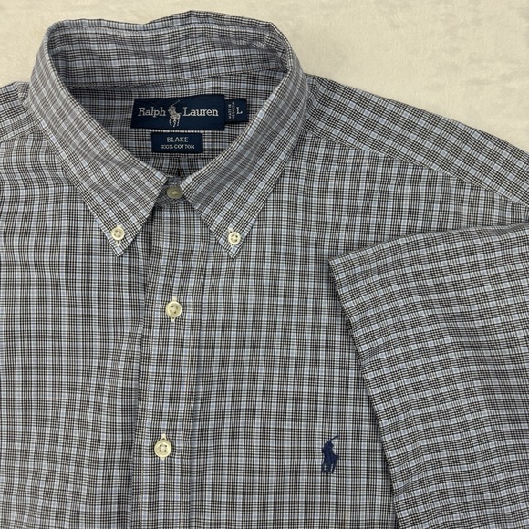 Ralph Lauren Other - Ralph Lauren Blake Shirt Men Large Blue Grey Plaid Short Sleeve Cotton Button Up